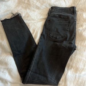 black ripped high-rise skinny jeans